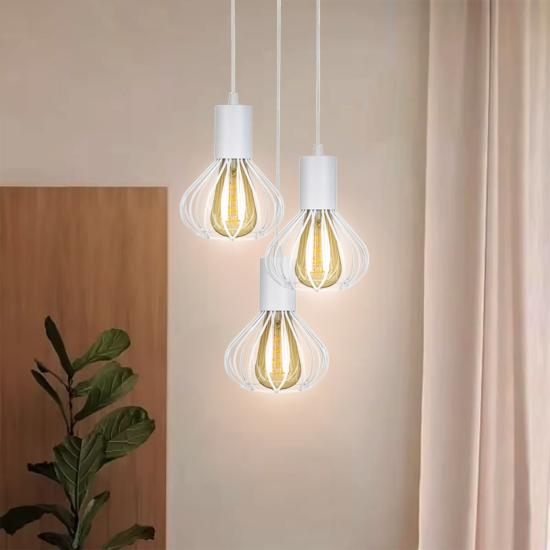 Светильник лофт подвесной на круглом основании MSK Electric Lotus белый NL 1415-3R W