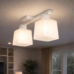 Люстра стельова на два плафони MSK Electric Sakura під лампи Е27 біла NL 16510-2 WH