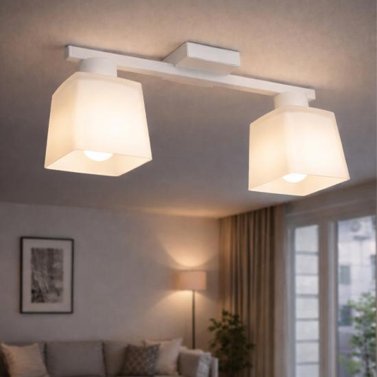 Люстра потолочная на два плафона MSK Electric Sakura под лампы Е27 белая NL 16510-2 WH