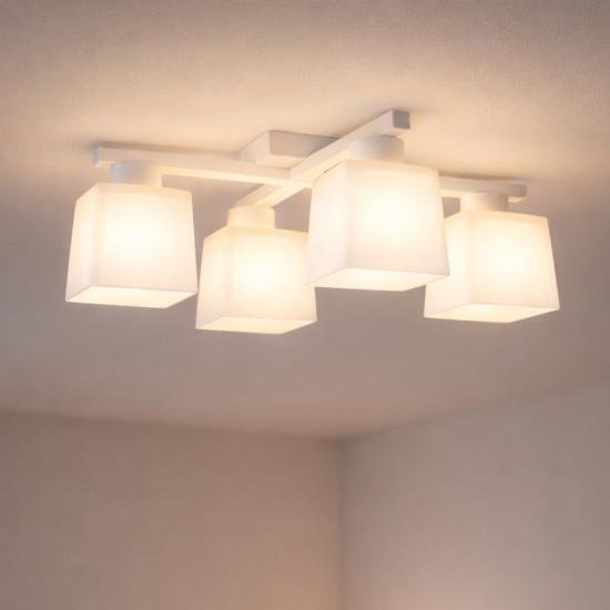 Люстра потолочная на четыре плафона MSK Electric Sakura под лампы Е27 белая NL 16510-4 WH