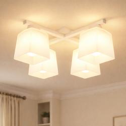 Люстра стельова на чотири плафони MSK Electric Sakura під лампи Е27 біла NL 16510-4 WH