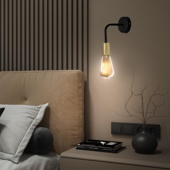 Бра в стилі лофт з бронзовим патроном MSK Electric Asket NL 1440 BK+BN