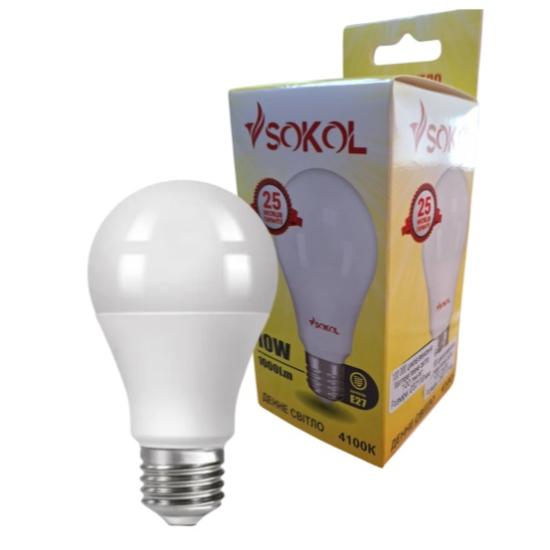 Светодиодная лампа 10W A60 Sokol Led Е27 4100К