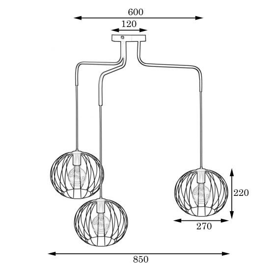 Люстра підвісна в стилі лофт на три плафони MSK Electric Globel NL 12722-3