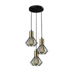 Світильник лофт MSK Electric Diadem підвісний на три плафона з бронзовим патроном NL 2215-3R BK+BN