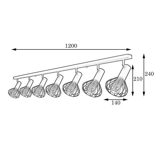 Светильник лофт MSK Electric Lotus потолочный NL 14151-7 BK