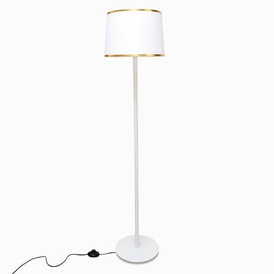 Торшер MSK Electric Palermo c белым плафоном из ткани под лампу Е27 с белым основанием NL 3621 WH+WH