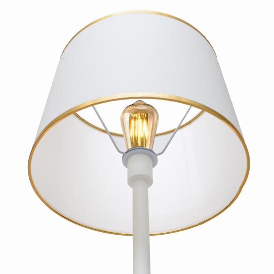 Торшер MSK Electric Palermo c белым плафоном из ткани под лампу Е27 с белым основанием NL 3621 WH+WH