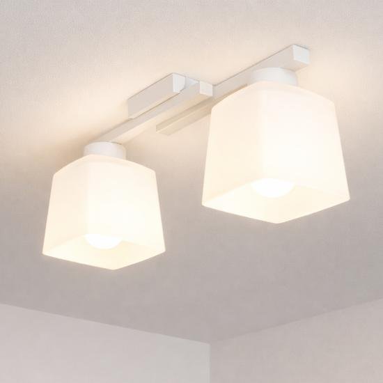 Люстра потолочная на два плафона MSK Electric Dublin под лампы Е27 белая NL 16610-2 WH