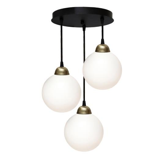 Светильник подвесной MSK Electric Luna на круглой основе с тремя плафонами шарами Е27 PL 2026-3R BK