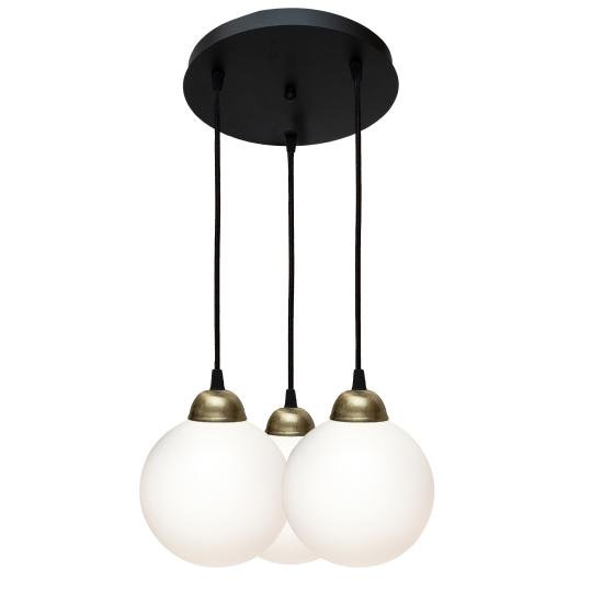 Светильник подвесной MSK Electric Luna на круглой основе с тремя плафонами шарами Е27 PL 2026-3R BK