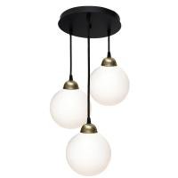 Светильник подвесной MSK Electric Luna на круглой основе с тремя плафонами шарами Е27 PL 2026-3R BK