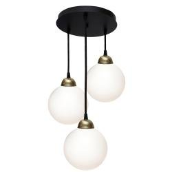 Підвісний світильник MSK Electric Luna на круглій основі з трьома плафонами кулями E27 PL 2026-3R BK