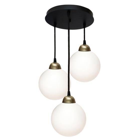 Светильник подвесной MSK Electric Luna на круглой основе с тремя плафонами шарами Е27 PL 2026-3R BK