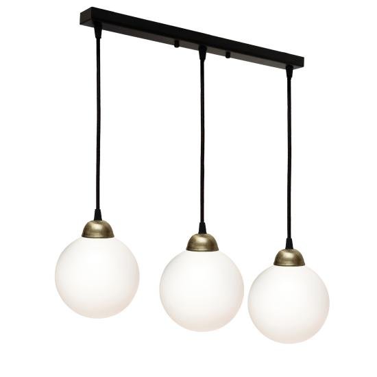 Светильник подвесной MSK Electric Luna с плафонами шарами на планке под три лампы Е27 PL 2026-3 BK