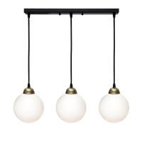Підвісний світильник MSK Electric Luna з плафонами кулями на планці під три лампи E27 PL 2026-3 BK