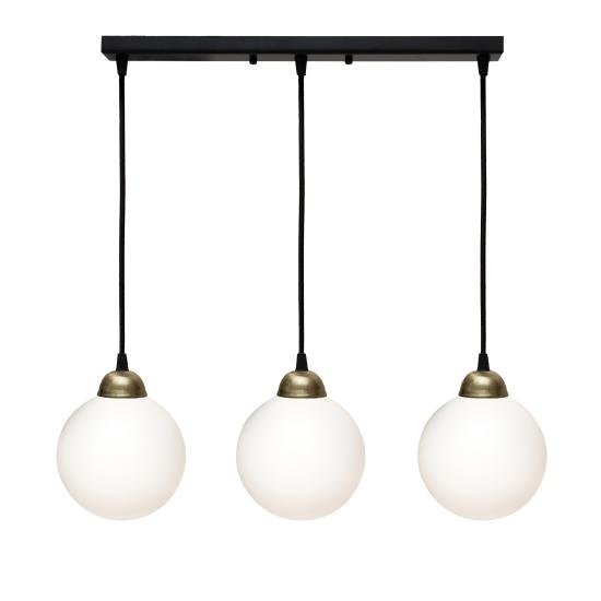 Светильник подвесной MSK Electric Luna с плафонами шарами на планке под три лампы Е27 PL 2026-3 BK