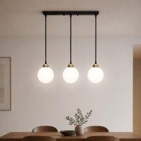 Підвісний світильник MSK Electric Luna з плафонами кулями на планці під три лампи E27 PL 2026-3 BK