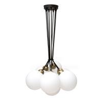 Люстра подвесная MSK Electric Luna светильник на семь плафонов шаров Е27 d-150мм PL 202612-7R BK