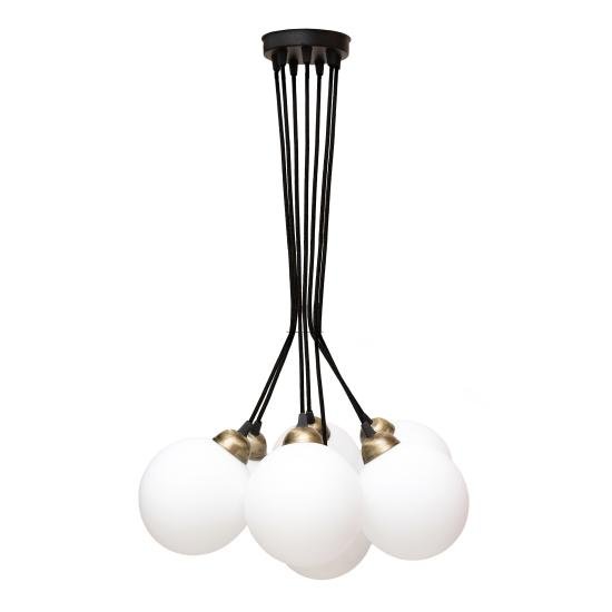 Люстра подвесная MSK Electric Luna светильник на семь плафонов шаров Е27 d-150мм PL 202612-7R BK