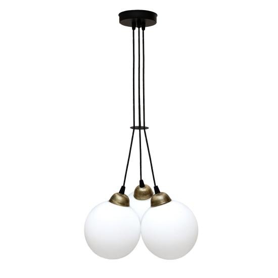 Светильник подвесной MSK Electric Luna на три плафона шара d-150мм Е27 черный PL 202612-3R BK