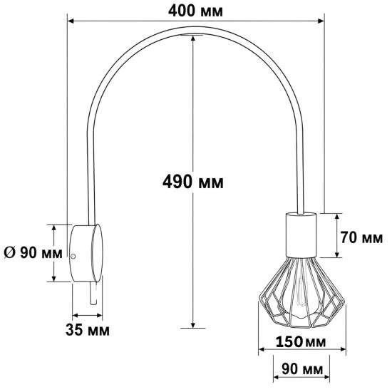 Светильник настенный MSK Electric Diadem бра под лампу Е27 из металла NL 221549 BK