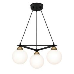 Люстра подвесная MSK Electric Luna на три стеклянных плафона шара под лампы Е27 PL 102026-3 BK
