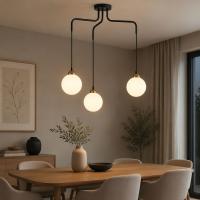 Підвісна люстра MSK Electric Luna на три плафони кулі під лампи E27 PL 202026 BK