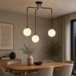 Люстра подвесная MSK Electric Luna на три плафона шара под лампы Е27 PL 202026-3 BK
