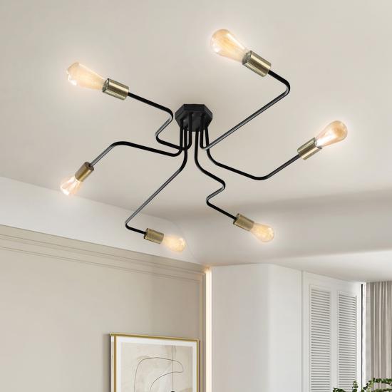 Люстра паук MSK Electric Maze c бронзовыми патронами NL 10084/6 BK+BN