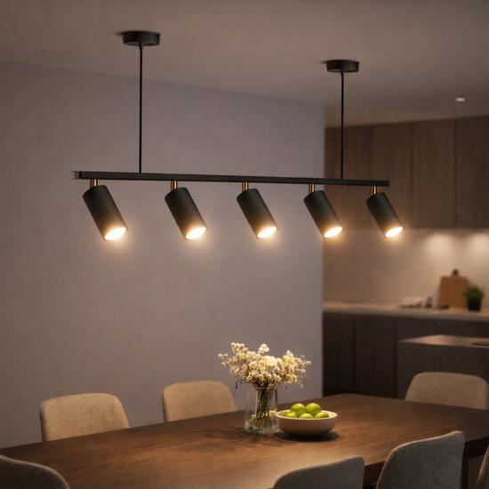 Люстра підвісна MSK Electric Tube в стилі лофт з поворотними плафонами NL 2450-5 BK