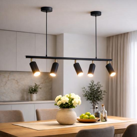 Люстра підвісна MSK Electric Tube в стилі лофт з поворотними плафонами NL 2450-5 BK