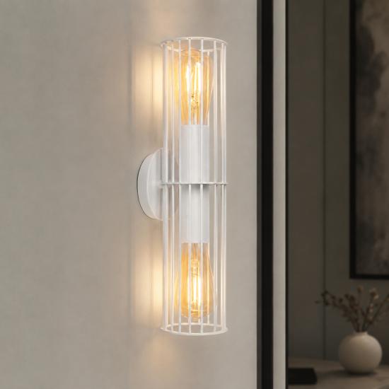 Бра под две лампы Е27 MSK Electric Malta настенный светильник в стиле лофт NL 1040 WH
