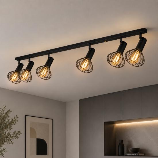 Світильник лофт MSK Electric Lotus стельовий NL 14151-6 BK