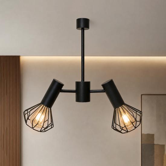Люстра MSK Electric Diadem на два плафона Е27 черная NL 22152-2 BK