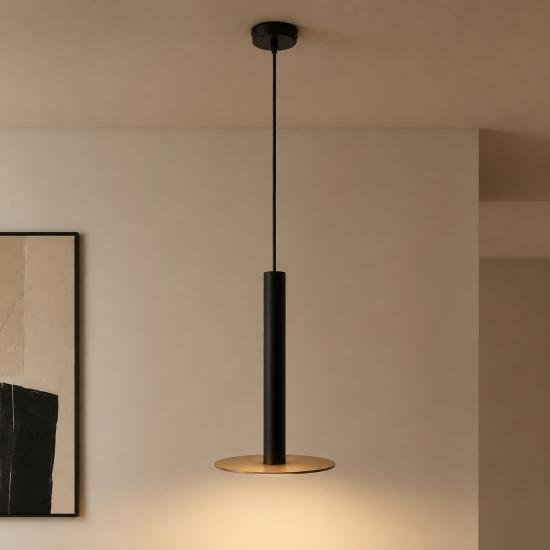 Светильник подвесной в стиле лофт MSK Electric Disk под лампу Е14 NL 26501 BK+CP черный+медь