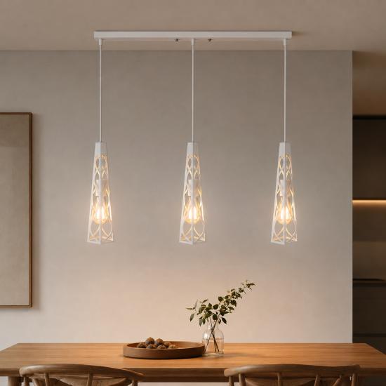 Светильник подвесной на планке MSK Electric Parma в стиле лофт под три лампы Е27 NL 3890-3 WH белый