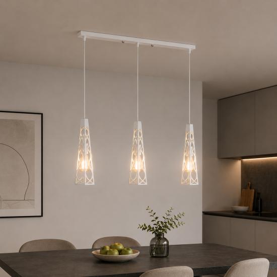 Светильник подвесной на планке MSK Electric Parma в стиле лофт под три лампы Е27 NL 3890-3 WH белый