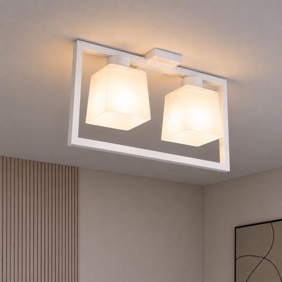 Люстра потолочная MSK Electric Boston на два плафона под лампу Е27 NL 400230-2 WH