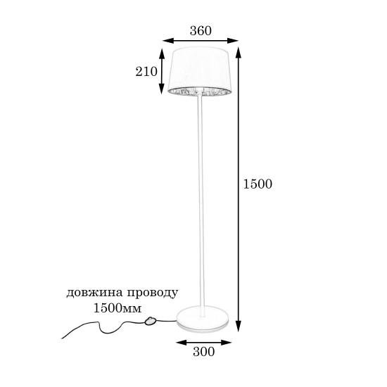 Торшер MSK Electric Palermo c белым плафоном из ткани под лампу Е27 с белым основанием NL 3621 WH+WH