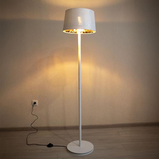 Торшер MSK Electric Palermo c белым плафоном из ткани под лампу Е27 с белым основанием NL 3621 WH+WH