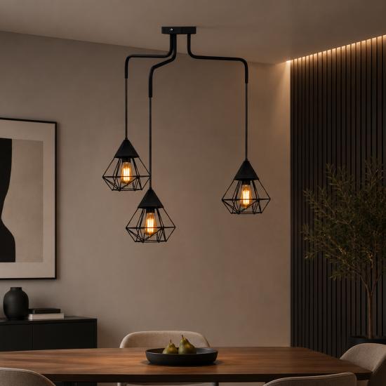 Люстра підвісна MSK Electric Crystal в стилі лофт на три плафони NL 10535-3