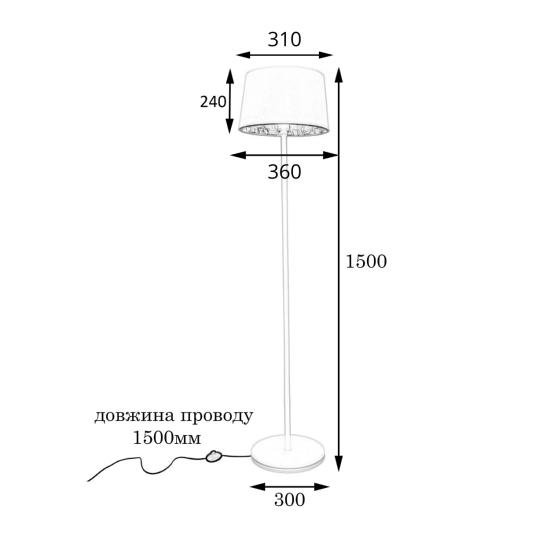 Торшер підлоговий MSK Electric Palermo з білим тканинним абажуром під лампу E27 золотий NL 3621 GD+WH