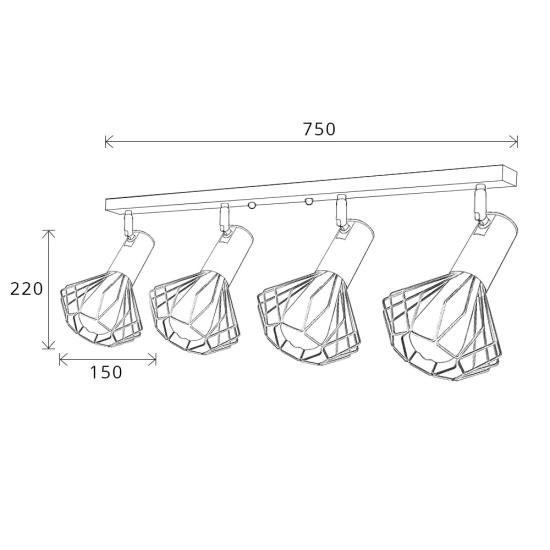 Светильник лофт MSK Electric Diadem настенно-потолочный NL 22151-4 CR хром