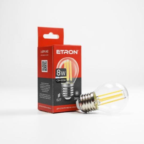 Вінтажна LED лампа "Кулька" 8w G - 45 4200k E27 ETRON Filament 1 - EFP - 142