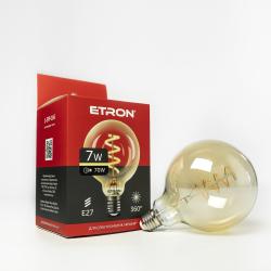 Лампа светодиодная ETRON шар G125 Vintage E27 7W 2700K золото 1-EFP-166