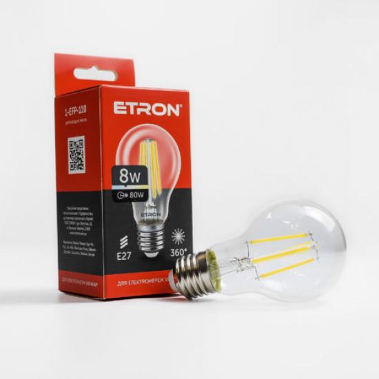 LED лампа Эдисона 8W A60 4200K E27 ETRON Filament 1-EFP-110