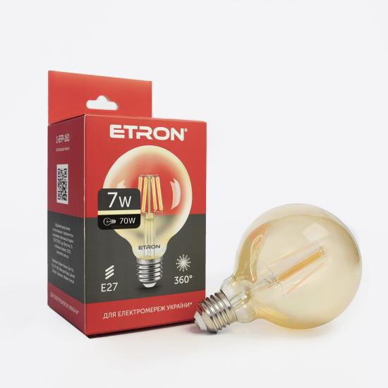 Лампа світлодіодна ETRON куля G95 філаментная 7W 2700K E27 золото 1-EFP-161
