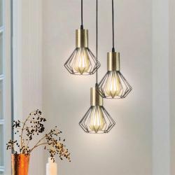 Светильник лофт MSK Electric Diadem подвесной на три плафона с бронзовым патроном NL 2215-3R BK+BN