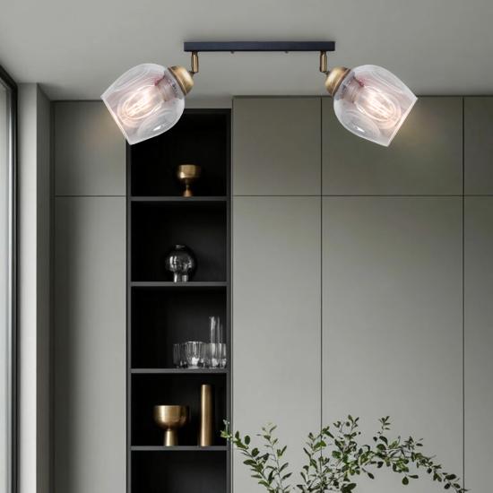 Светильник потолочный MSK Electric Enigma поворотный под две лампы PL 20241-2 BK